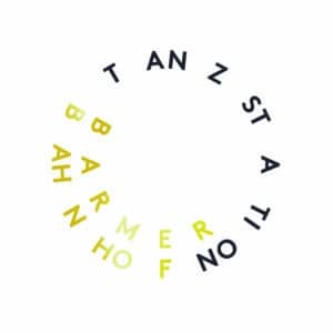 Logo Tanz Station - Barmer Bahnhof, schwarze und goldene Buchstaben im Kreis angeordnet